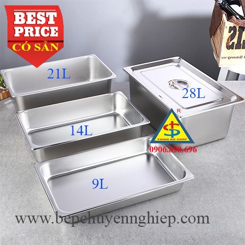 Khay inox có nắp size lớn sơ chế thực phẩm