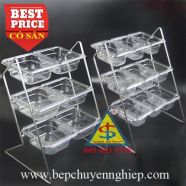 Khung kệ inox trưng bày khay topping