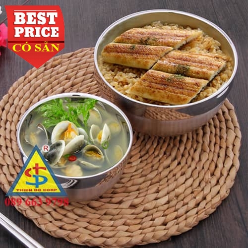 Chén canh inox cách nhiệt, nắp đậy kín, chống tràn
