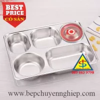 Hộp đựng cơm inox 304 5 ngăn sâu lòng kèm chén canh có nắp