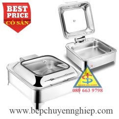 Nồi buffet vuông nắp kiếng bản lề hơi cao cấp