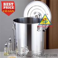 Thùng inox có vòi - nắp cài gập đậy kín