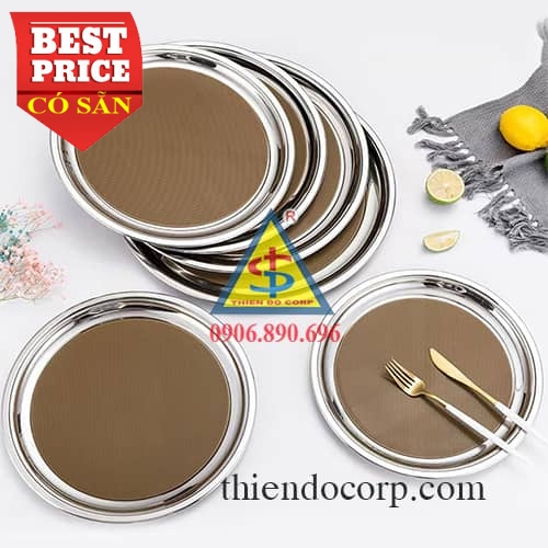 Khay phục vụ inox tròn chống trượt
