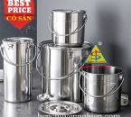 Xô inox có nắp đậy - 1 quai xách - nhiều size