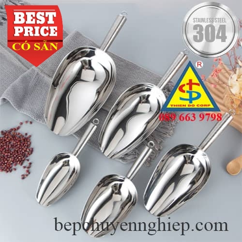 Xúc inox 304 số 1 2 3 4 5 dùng xúc đá, thực phẩm-ngũ cốc-dược liệu-hóa chất