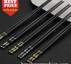 Đũa nhựa đen 27.5cm khảm rồng vàng-rồng trắng cao cấp