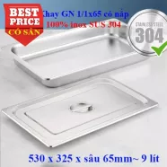 Khay inox 304 GN 1/1x65 có nắp - khay đựng đồ ăn buffet