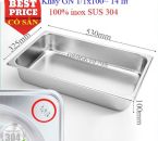 Khay gn 1/1 x100 inox SUS 304 - khay đựng thực phẩm an toàn