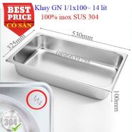Khay gn 1/1 x100 inox SUS 304 - khay đựng thực phẩm an toàn