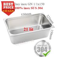 Khay Inox 304 GN 1/1 Sâu 150mm Đựng thực phẩm – Bền Bỉ, An Toàn, Chuẩn Gastronorm
