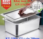 Khay inox 304 GN 1/1x200 có nắp đựng và bảo quản thực phẩm
