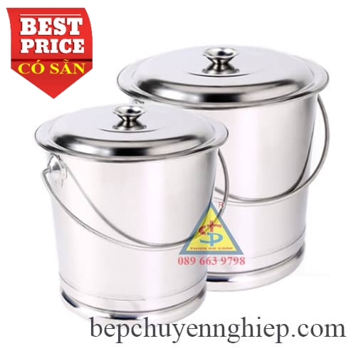 Xô Inox 304 Có Nắp- Đựng Thức Ăn, Nước Uống An Toàn- Bền Bỉ