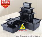 Khay Nhựa Mica Đen Nắp Đen - Sang Trọng, Chuyên nghiệp Cho Bếp & Buffet