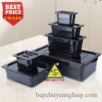 Khay Nhựa Mica Đen Nắp Đen - Sang Trọng, Chuyên nghiệp Cho Bếp & Buffet