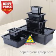 Khay Nhựa Mica Đen Nắp Đen - Sang Trọng, Chuyên nghiệp Cho Bếp & Buffet