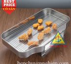 Khay inox có vỉ lưới hứng dầu máy lò chiên nhúng