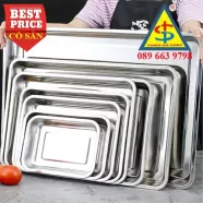 Khay Inox Chữ Nhật Đa Kích Thước 20x27, 22x32, 30x40, 35x50, 40x60, 50x80cm
