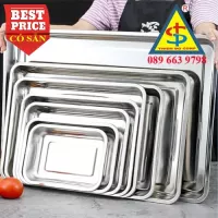 Khay Inox Chữ Nhật Đa Kích Thước 20x27, 22x32, 30x40, 35x50, 40x60, 50x80cm