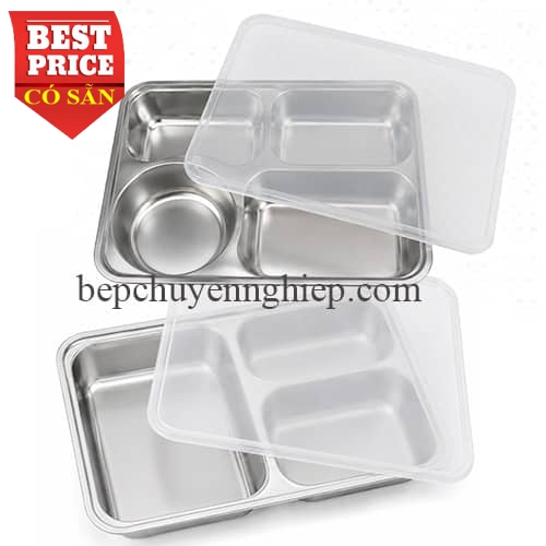 Khay cơm inox 4 ngăn cho bé mầm non - tiểu học