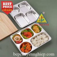 Khay cơm inox 304 sâu lòng 4–5 ngăn cho học sinh, sinh viên