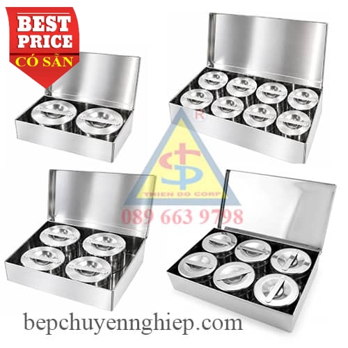 Hộp lưu mẫu thức ăn inox 304 cao cấp – bên trong 2 – 4 – 6 – 8 hủ lưu