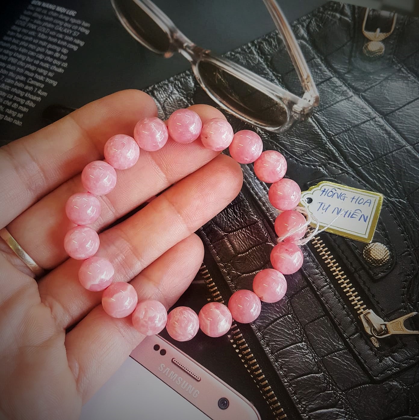 VÒNG TAY ĐÁ HỒNG HOA RHODOCHROSITE