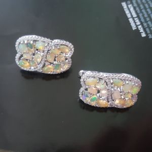 KHUYÊN TAI BẠC XI  OPAL TỰ NHIÊN
