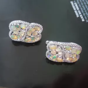 KHUYÊN TAI BẠC XI  OPAL TỰ NHIÊN