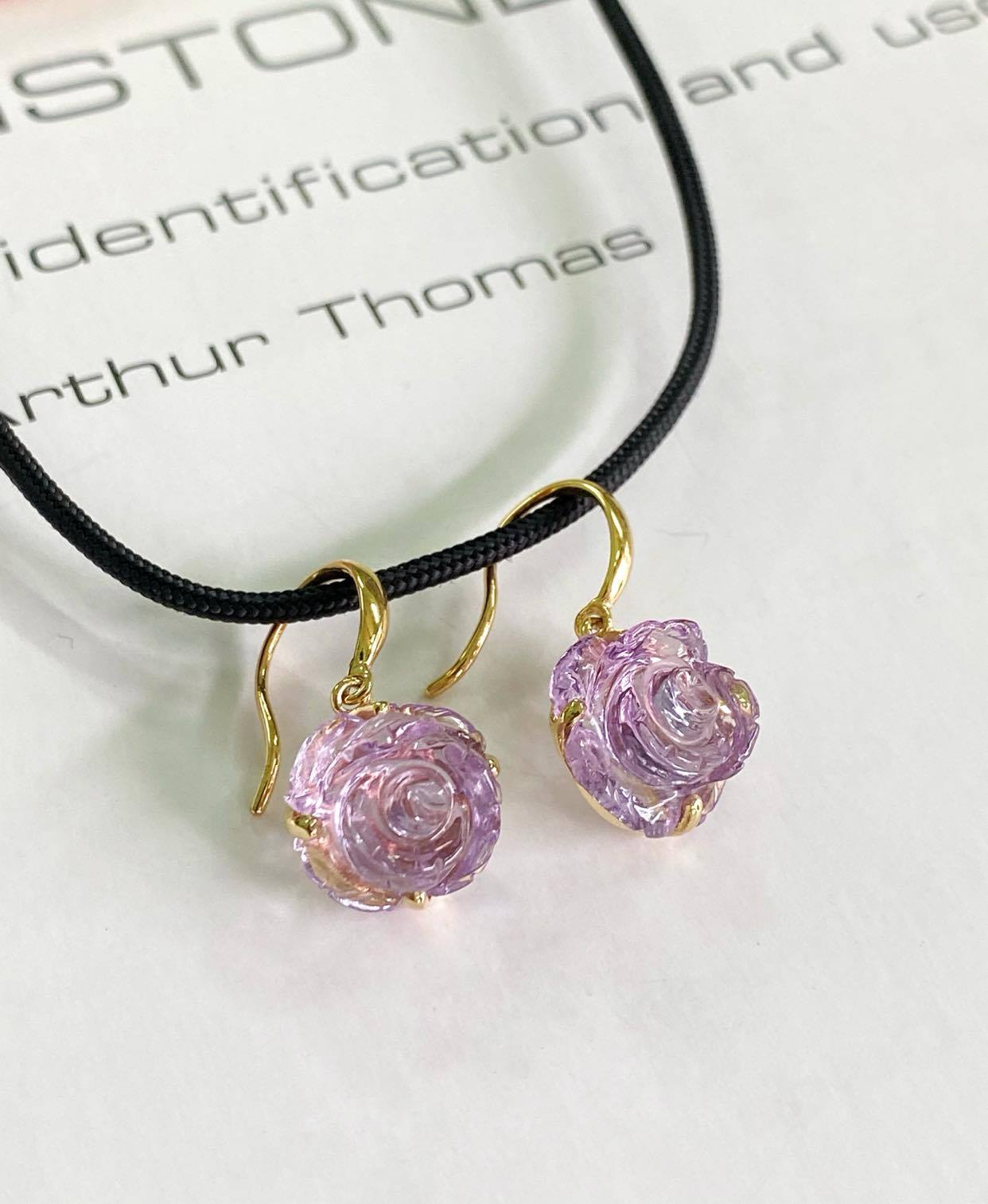 KHUYÊN TAI BẠC XI ĐÁ AMETHYST- THẠCH ANH TÍM TỰ NHIÊN