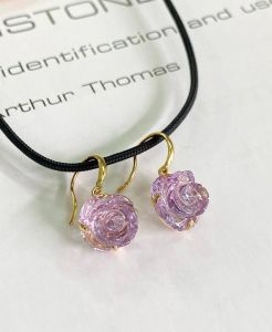 KHUYÊN TAI BẠC XI ĐÁ AMETHYST- THẠCH ANH TÍM TỰ NHIÊN