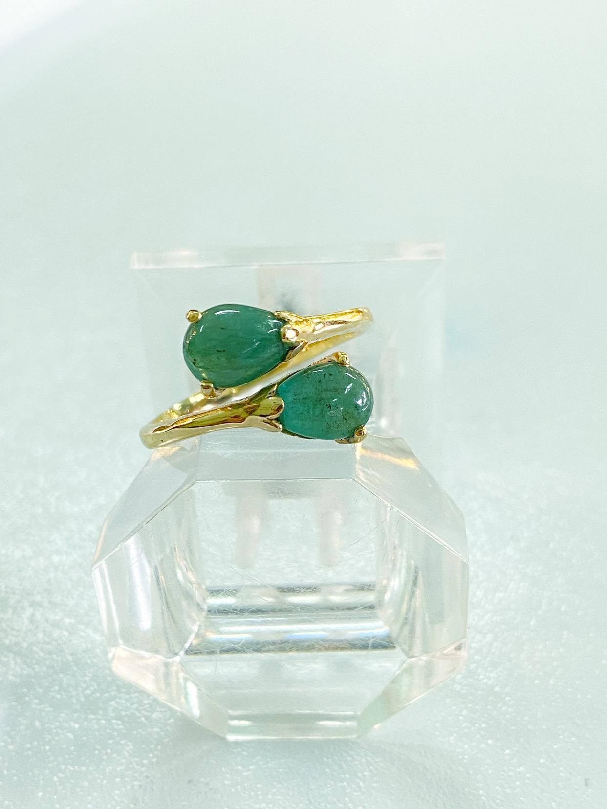NHẪN BẠC XI ĐÁ EMERALD TỰ NHIÊN