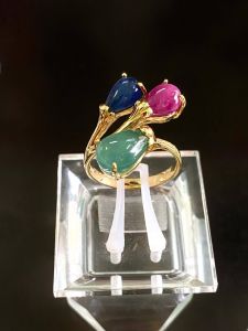 NHẪN BẠC XI ĐÁ RUBY-SAPPHIRE-EMERALD TỰ NHIÊN