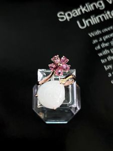NHẪN BẠC XI SAPPHIRE TRẮNG+TOURMALINE HỒNG TỰ NHIÊN