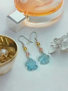 KHUYÊN TAI BẠC 92.5 AQUAMARINE TỰ NHIÊN