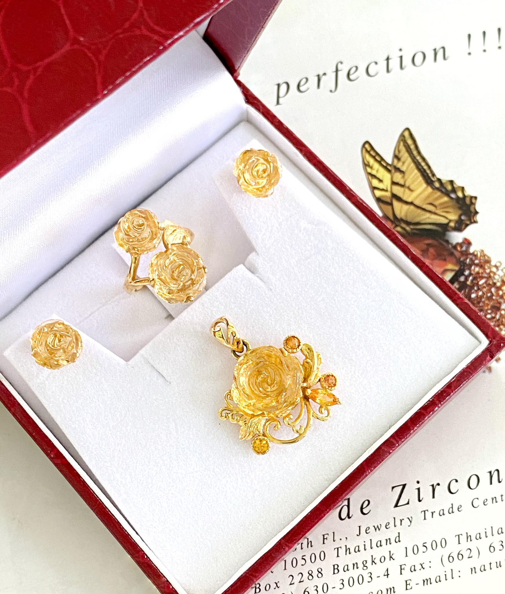 BỘ BẠC 92.5 XI VÀNG ĐÁ CITRINE TỰ NHIÊN