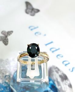 NHẪN BẠC XI ĐÁ SAPPHIRE DI LINH TỰ NHIÊN