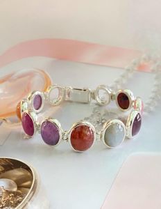 LẮC TAY BẠC 92.5 RUBY - SAPPHIRE TỰ NHIÊN