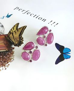 KHUYÊN TAI BẠC 92,5 RUBY NAM PHI TỰ NHIÊN