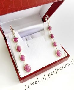 KHUYÊN TAI BẠC 92,5 RUBY NAM PHI TỰ NHIÊN