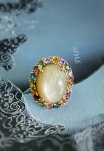NHẪN BẠC XI SAPPHIRE KẾT ĐÁ TOURMALINE TỰ NHIÊN