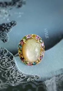 NHẪN BẠC XI SAPPHIRE KẾT ĐÁ TOURMALINE TỰ NHIÊN