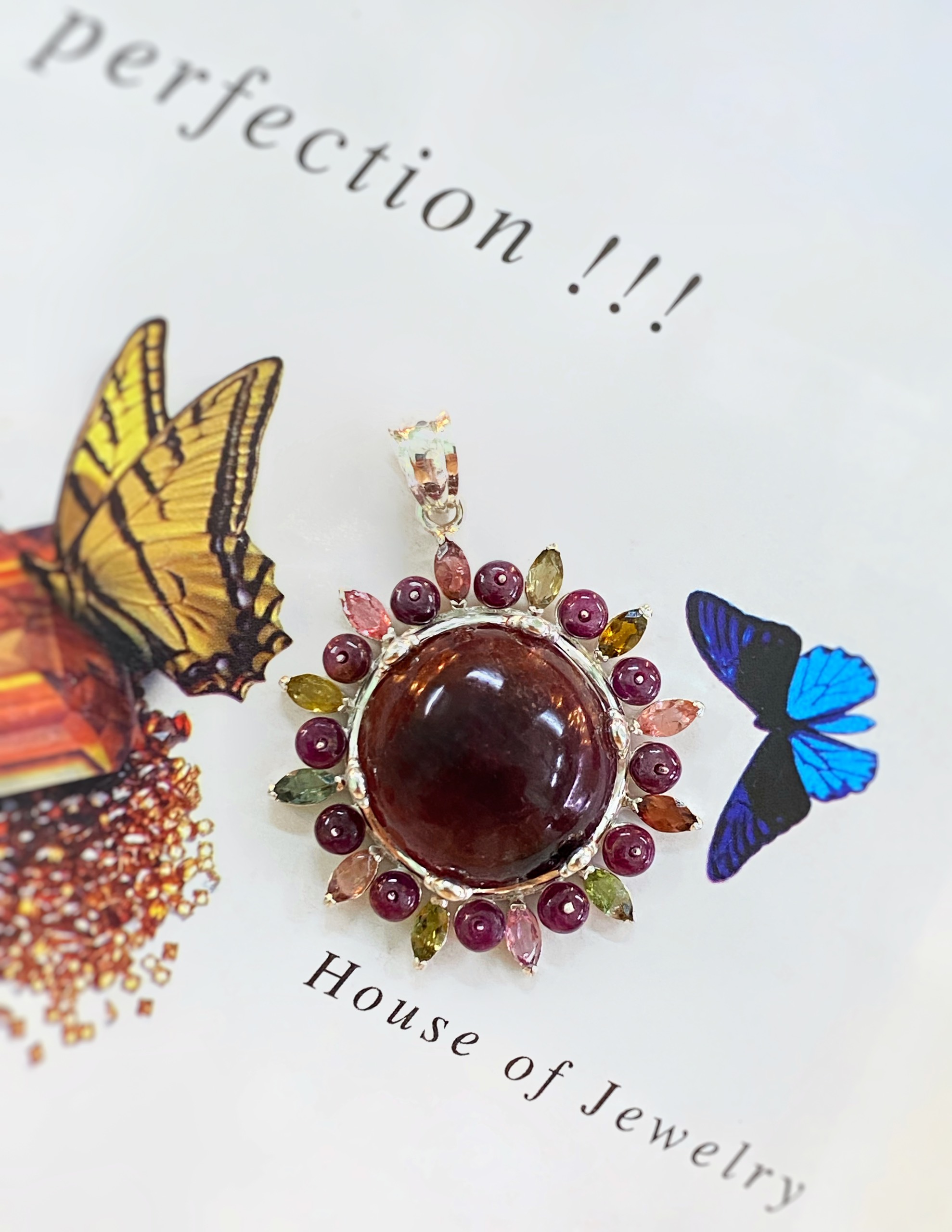 MẶT DÂY BẠC 92.5 ĐÁ TOURMALINE TỰ NHIÊN