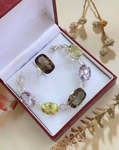 BỘ TRANG SỨC BẠC 92.5 ĐÁ THẠCH ANH TỰ NHIÊN