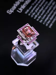 NHẪN BẠC XI ĐÁ TOURMALINE  TỰ NHIÊN