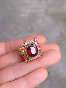 NHẪN BẠC XI ĐÁ TOURMALINE TỰ NHIÊN
