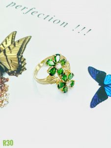 NHẪN BẠC XI CHROME DIOPSIDE TỰ NHIÊN