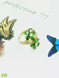NHẪN BẠC XI CHROME DIOPSIDE TỰ NHIÊN