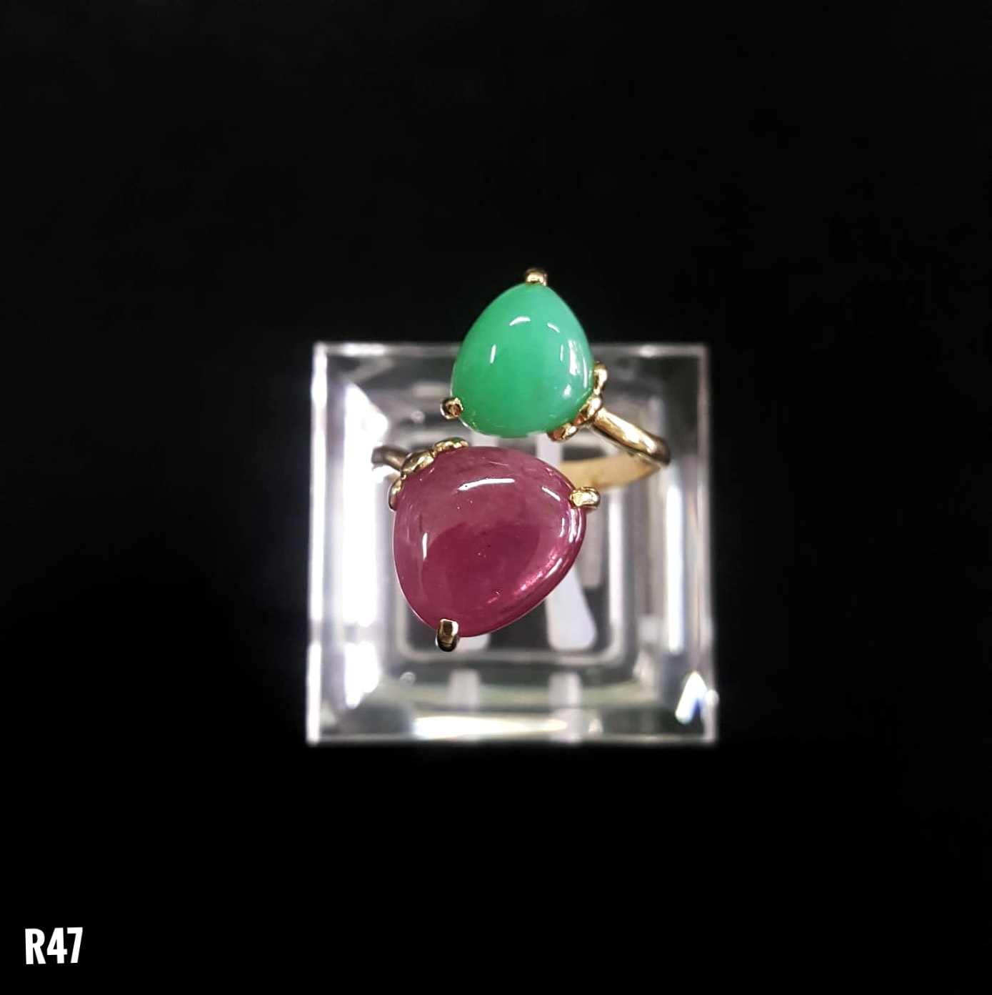 NHẪN BẠC XI RUBY +NGỌC ĐẾ QUANG TỰ NHIÊN