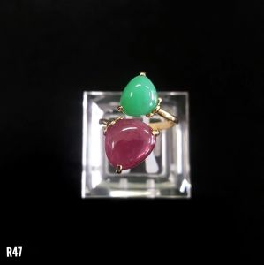 NHẪN BẠC XI RUBY +NGỌC ĐẾ QUANG TỰ NHIÊN