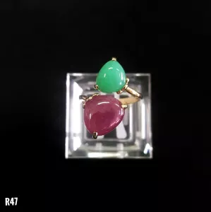 NHẪN BẠC XI RUBY +NGỌC ĐẾ QUANG TỰ NHIÊN